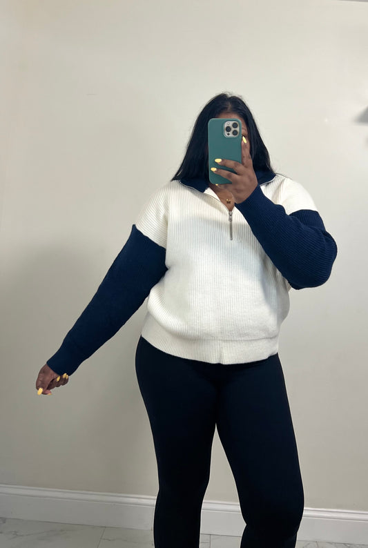 Navy Block Sweater