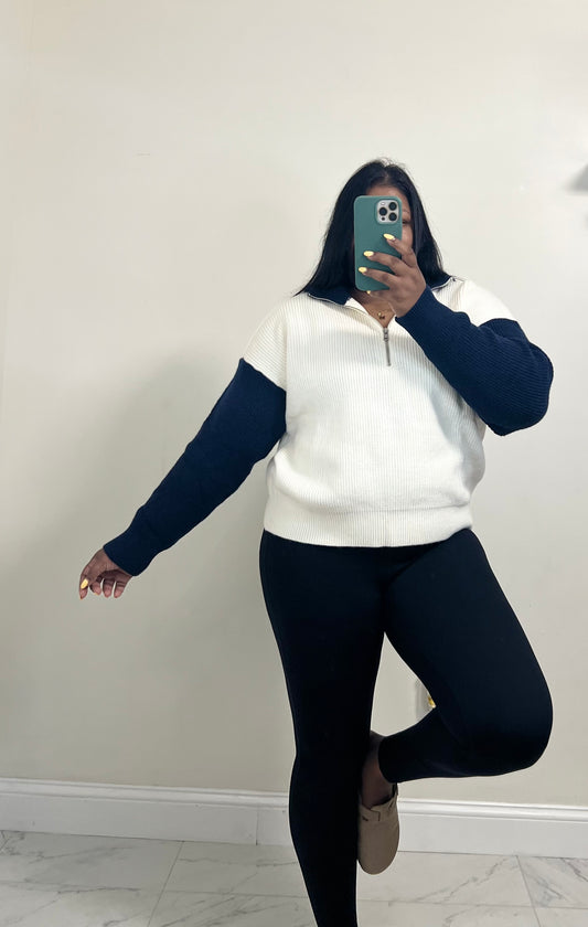 Navy Block Sweater